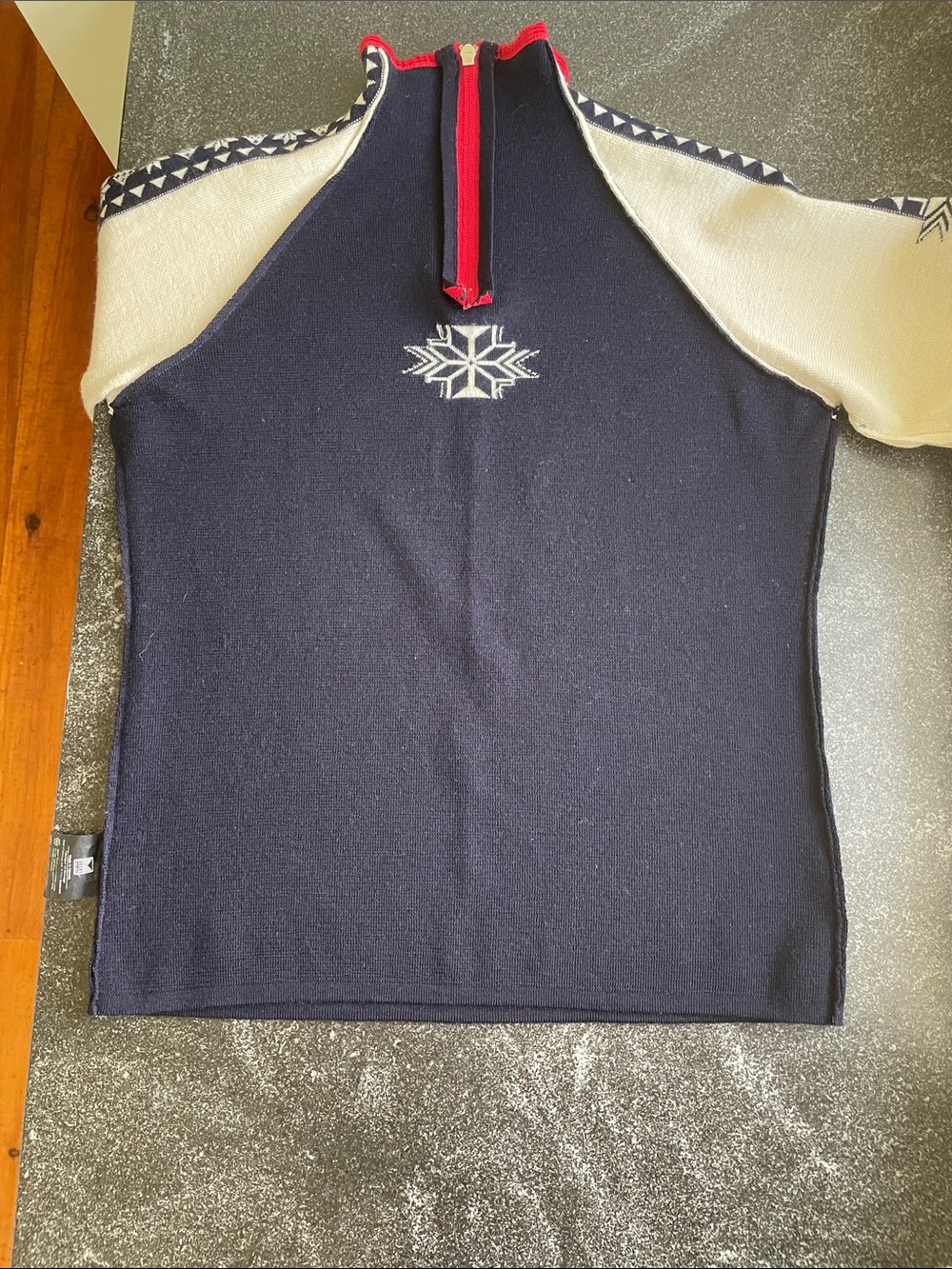 EUC Dale of Norway Geilo Size Large (L) Quarter-Zip Navy, Cream Red Sweater - Picture 8 of 16